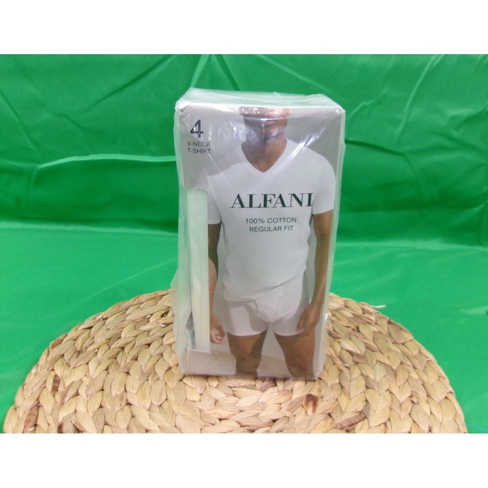 Alfani‎ 4-Pack Men's 100% Cotton V-Neck Regular Fit Tagless T-Shirts Medium NIB